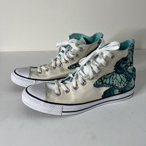 Converse Unisex Chuck Taylor All Star Hi Top Womens 10 Turquoise Butterfly Print